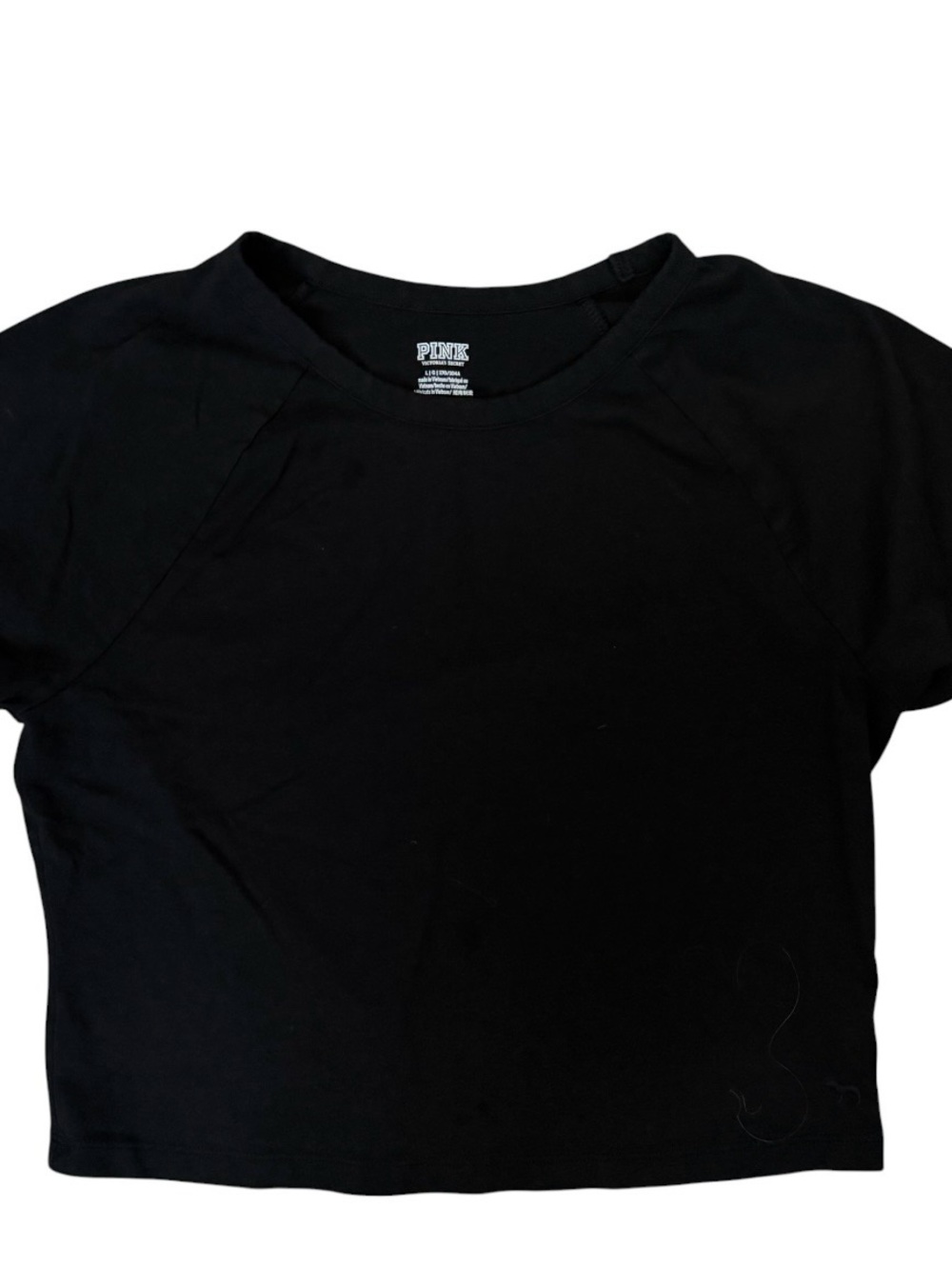 PINK Victoria's Secret Black Short Sleeve Crop Tee